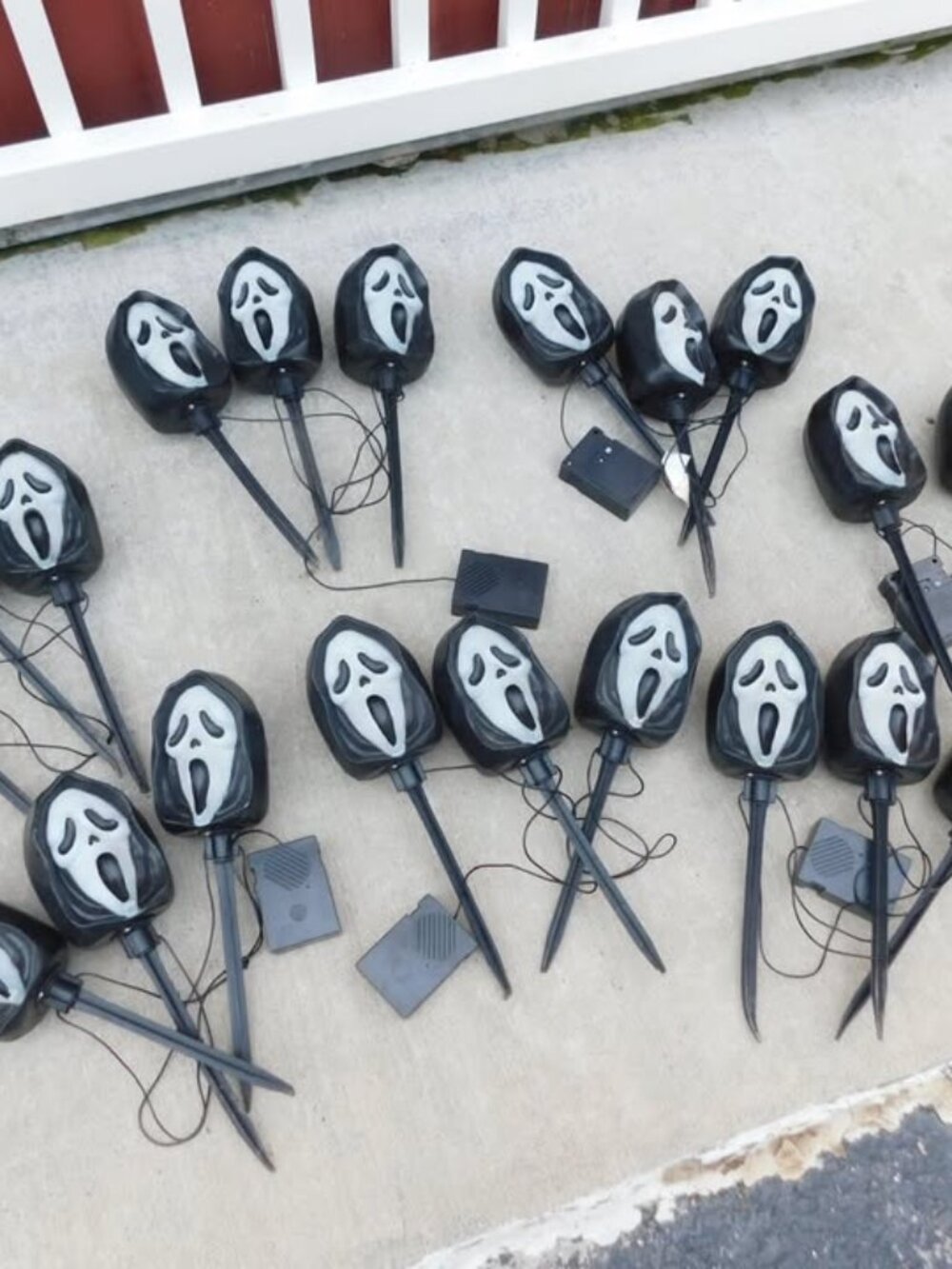 Halloween Haunted House Props Yard Ghost Pathway Lights Spooky Sound Ghost Face